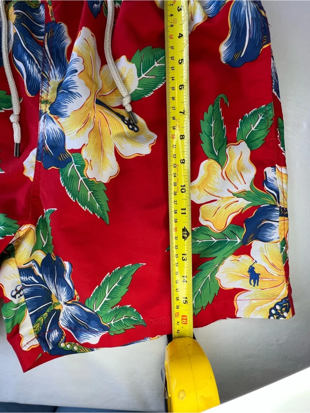 Polo Ralph Lauren Men's Red Hawaiian Floral Swim Trunks Large